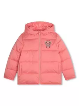 Kenzo Kids непромокаемый пуховик с капюшоном, розовый