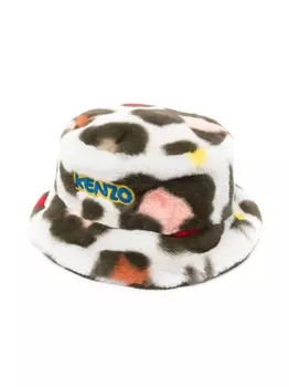Kenzo Kids панама с леопардовым принтом и нашивкой-логотипом, серый