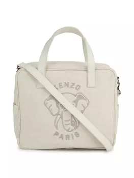 Kenzo Kids пеленальная сумка с вышитым логотипом, нейтральный цвет