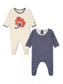 Kenzo Kids пижама из органического хлопка с вышитым логотипом, черный