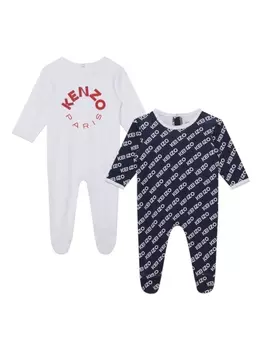 Kenzo Kids пижама с логотипом, нейтральный цвет