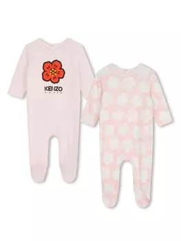 Kenzo Kids пижама с принтом Boke Flower, розовый