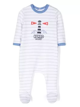 Kenzo Kids пижама в полоску с круглым вырезом, белый