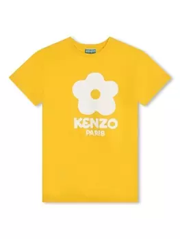 Kenzo Kids платье Boke Flower из органического хлопка, желтый