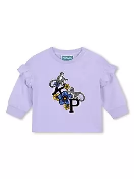 Kenzo Kids платье-футболка из органического хлопка с логотипом, фиолетовый
