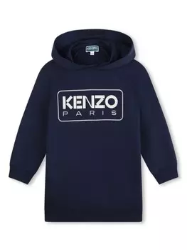 Kenzo Kids платье-худи с логотипом, синий