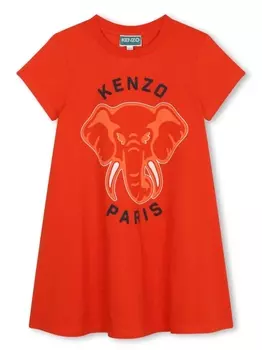Kenzo Kids платье из органического хлопка с логотипом, красный