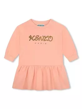 Kenzo Kids платье из органического хлопка с логотипом, розовый