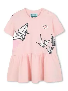 Kenzo Kids платье из органического хлопка, розовый