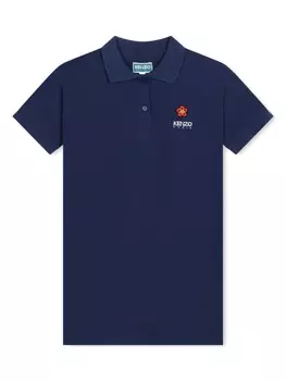 Kenzo Kids платье-поло из органического хлопка пике, синий