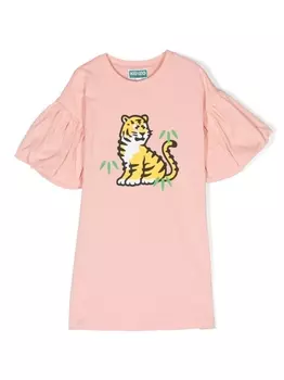 Kenzo Kids платье с графичным принтом, розовый