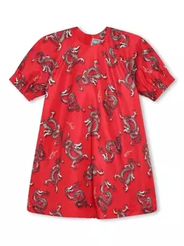 Kenzo Kids платье с короткими рукавами и графичным принтом, красный
