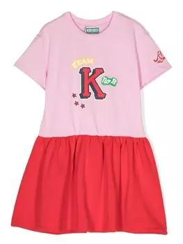 Kenzo Kids платье с логотипом, розовый