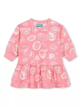 Kenzo Kids платье с логотипом, розовый