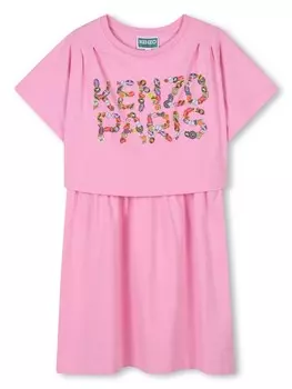 Kenzo Kids платье с логотипом, розовый