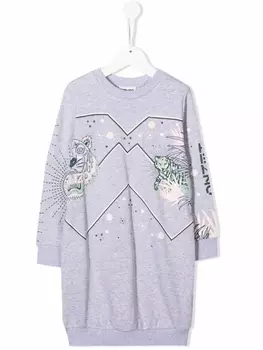 Kenzo Kids платье с логотипом, серый
