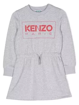 Kenzo Kids платье с логотипом, серый