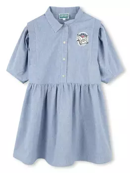 Kenzo Kids платье с логотипом, синий