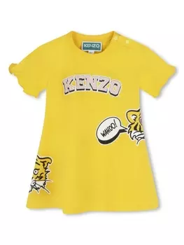 Kenzo Kids платье с логотипом, желтый