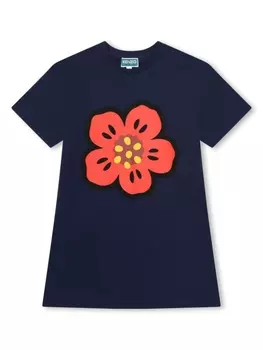 Kenzo Kids платье с принтом Boke Flower, синий