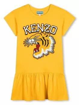 Kenzo Kids платье с принтом Tiger, желтый