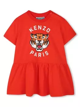 Kenzo Kids платье с принтом Tiger, красный