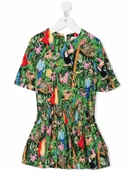 Kenzo Kids платье с принтом, зеленый
