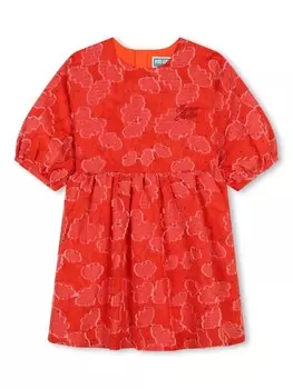 Kenzo Kids платье с вышитым логотипом, красный
