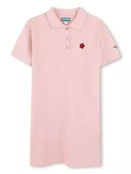 Kenzo Kids платье с вышитым логотипом, розовый