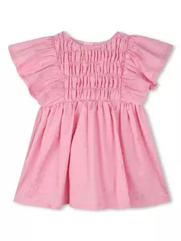 Kenzo Kids платье с вышивкой, розовый