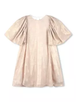 Kenzo Kids платье с жаккардовым логотипом, золотистый