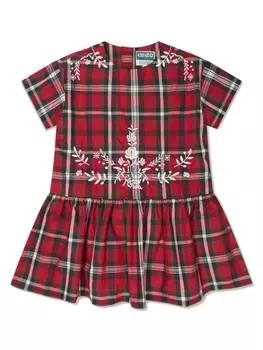 Kenzo Kids платье в клетку тартан, красный