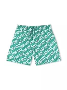 Kenzo Kids плавки-шорты с логотипом, зеленый
