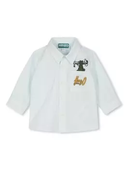 Kenzo Kids полосатая рубашка на пуговицах, нейтральный цвет