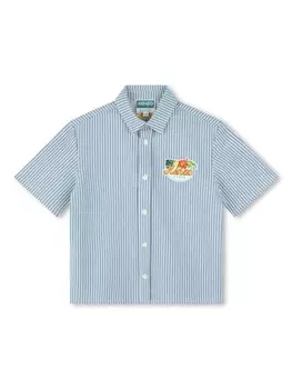 Kenzo Kids полосатая рубашка с вышитым логотипом, синий