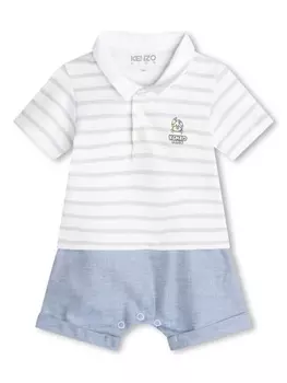 Kenzo Kids полосатый комбинезон с логотипом, белый