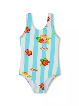 Kenzo Kids полосатый купальник, белый