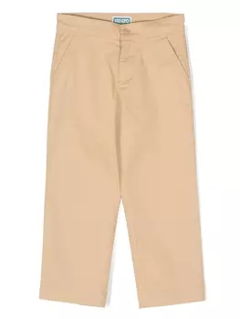 Kenzo Kids прямые брюки с нашивкой-логотипом, нейтральный цвет