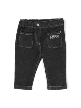 Kenzo Kids прямые джинсы с вышитым логотипом, черный