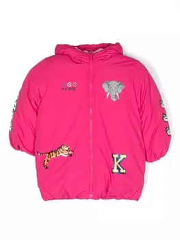 Kenzo Kids пуховик на молнии с принтом, розовый