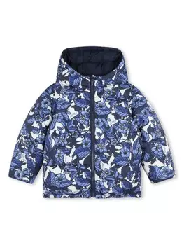 Kenzo Kids пуховик с цветочным принтом, синий