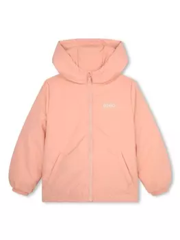 Kenzo Kids пуховик с логотипом, розовый