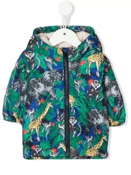 Kenzo Kids пуховик с принтом Jungle, синий
