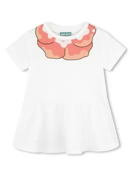 Kenzo Kids расклешенное платье мини с графичным принтом, белый
