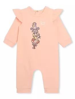 Kenzo Kids ромпер из органического хлопка с графичным принтом, розовый