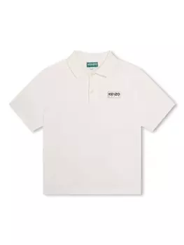 Kenzo Kids рубашка поло из органического хлопка с логотипом, нейтральный цвет