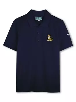 Kenzo Kids рубашка поло с вышитым логотипом, синий