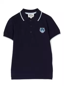 Kenzo Kids рубашка поло с вышивкой Tiger, синий