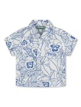 Kenzo Kids рубашка с цветочным принтом, белый