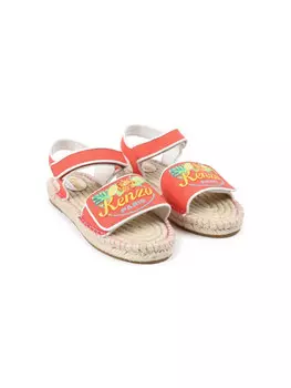 Kenzo Kids сандалии с вышитым логотипом, оранжевый